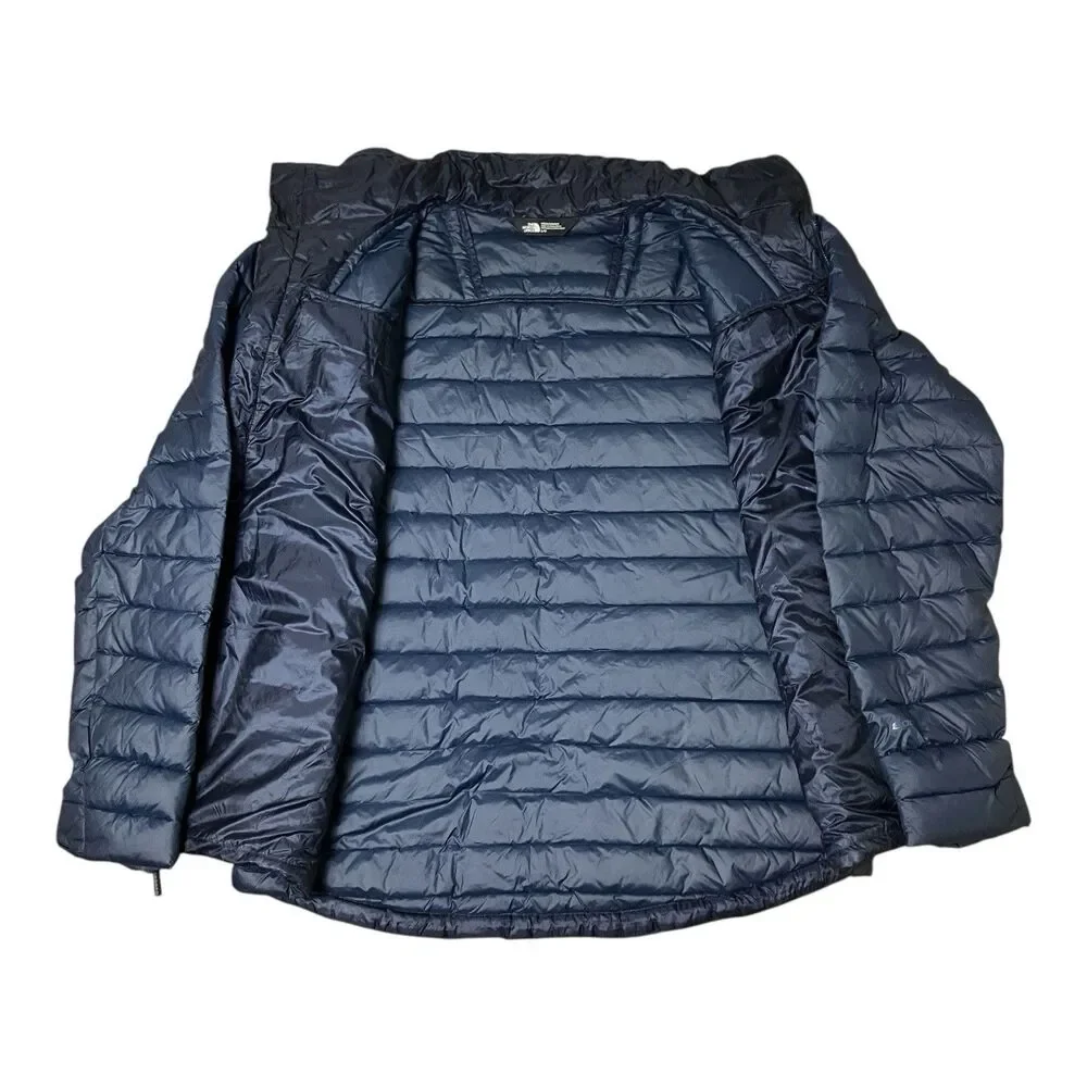 The North Face 800 Down Puffer Jacket Mens L Navy Blue Full Zip Lightweight READ